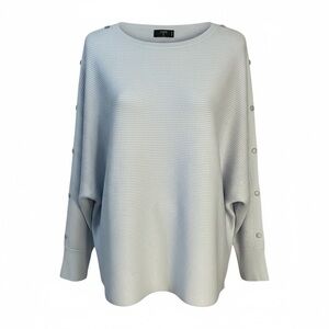 Tahari Heather Cloud Blue Button Sleeve Sweater
